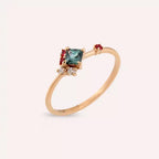 Zena 0.42 CT Pırlanta ve Multicolor Safir Taşlı Rose Altın Yüzük