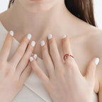 0.42 CT Yakut ve Pırlanta Taşlı Kırmızı Mineli Rose Altın Yüzük