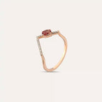 0.43 CT Dark Red Safir ve Pırlanta Taşlı Rose Altın Yüzük