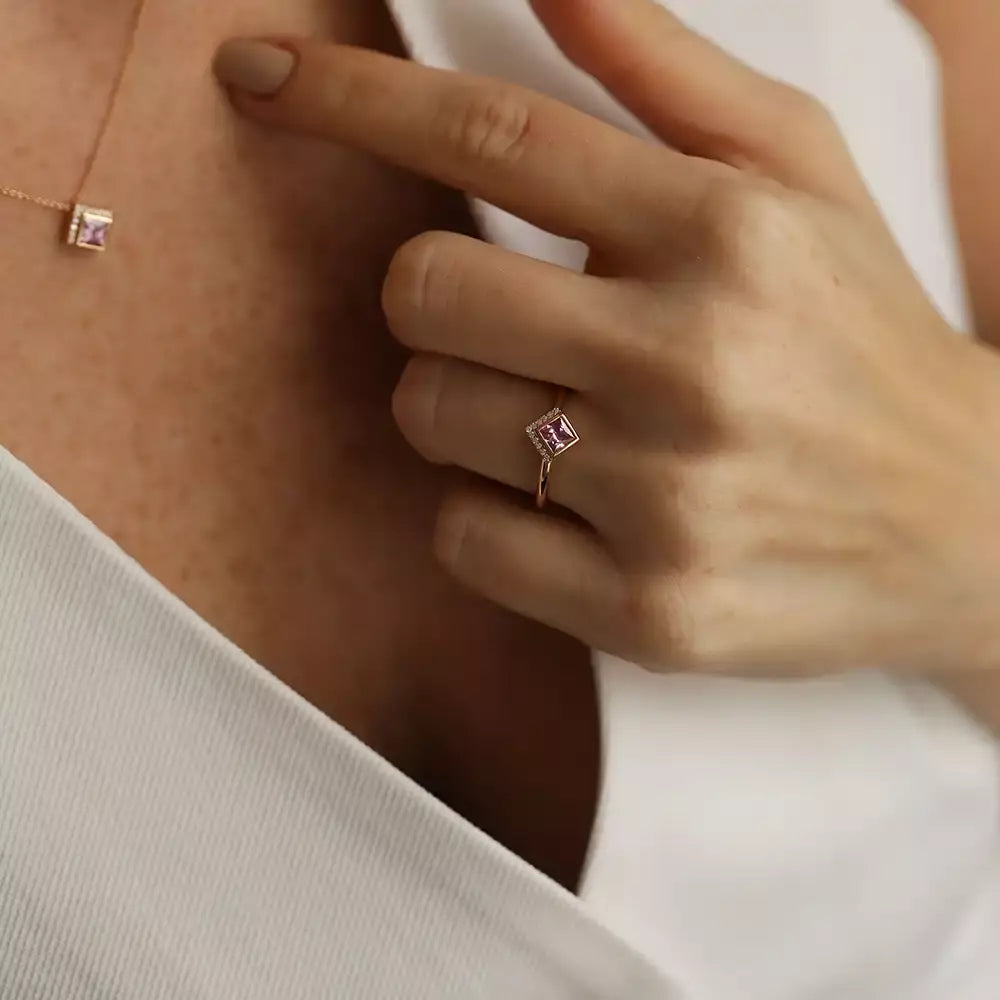 Kyra 0.44 CT Pink Sapphire and Diamond Rose Gold Ring