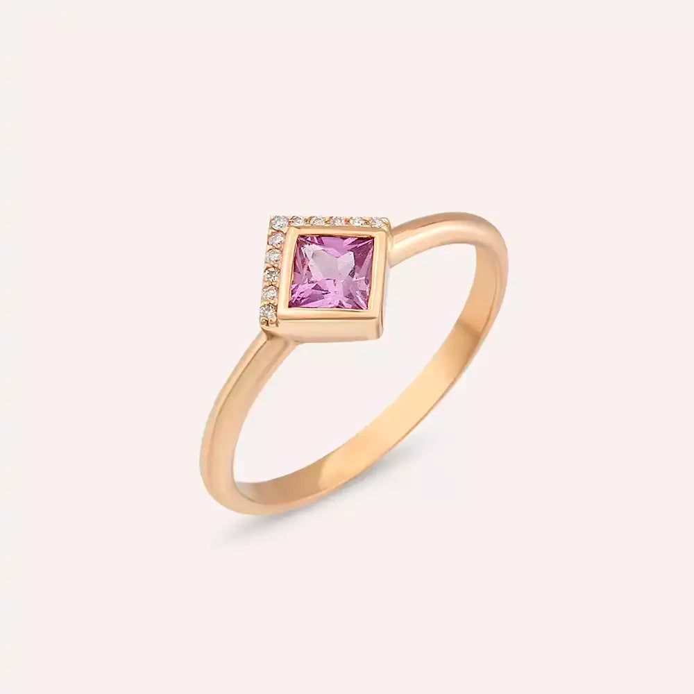 Kyra 0.44 CT Pink Sapphire and Diamond Rose Gold Ring