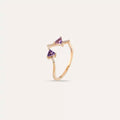 0.44 CT Diamond and Amethyst Rose Gold V Ring