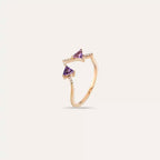 0.44 CT Diamond and Amethyst Rose Gold V Ring