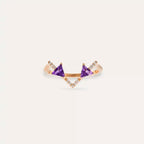0.44 CT Diamond and Amethyst Rose Gold V Ring