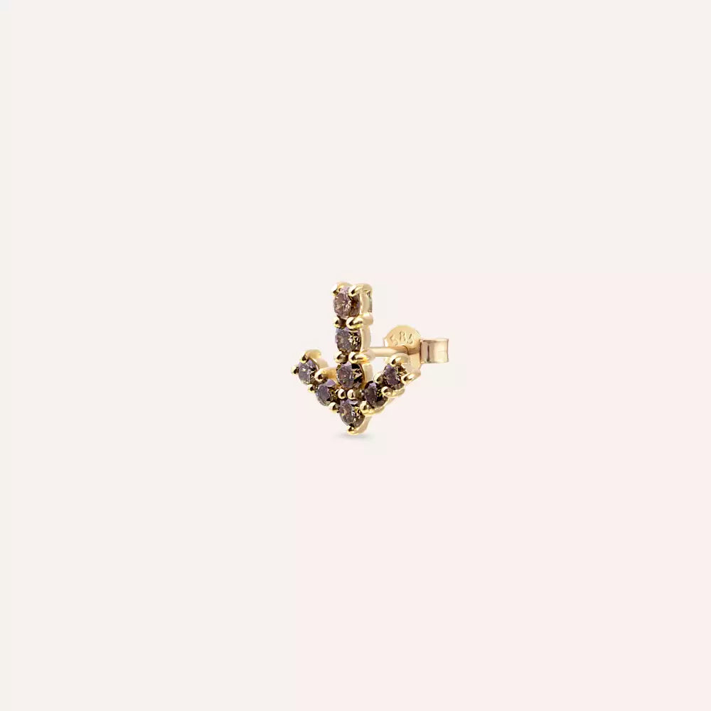 0.45 CT Brown Diamond Rose Gold Single Earring