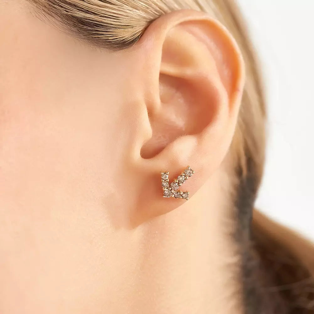 0.45 CT Brown Diamond Rose Gold Single Earring