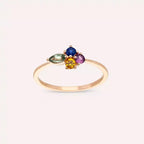 Zaria 0.45 CT Markiz Kesim Multicolor Safir Taşlı Rose Altın Yüzük