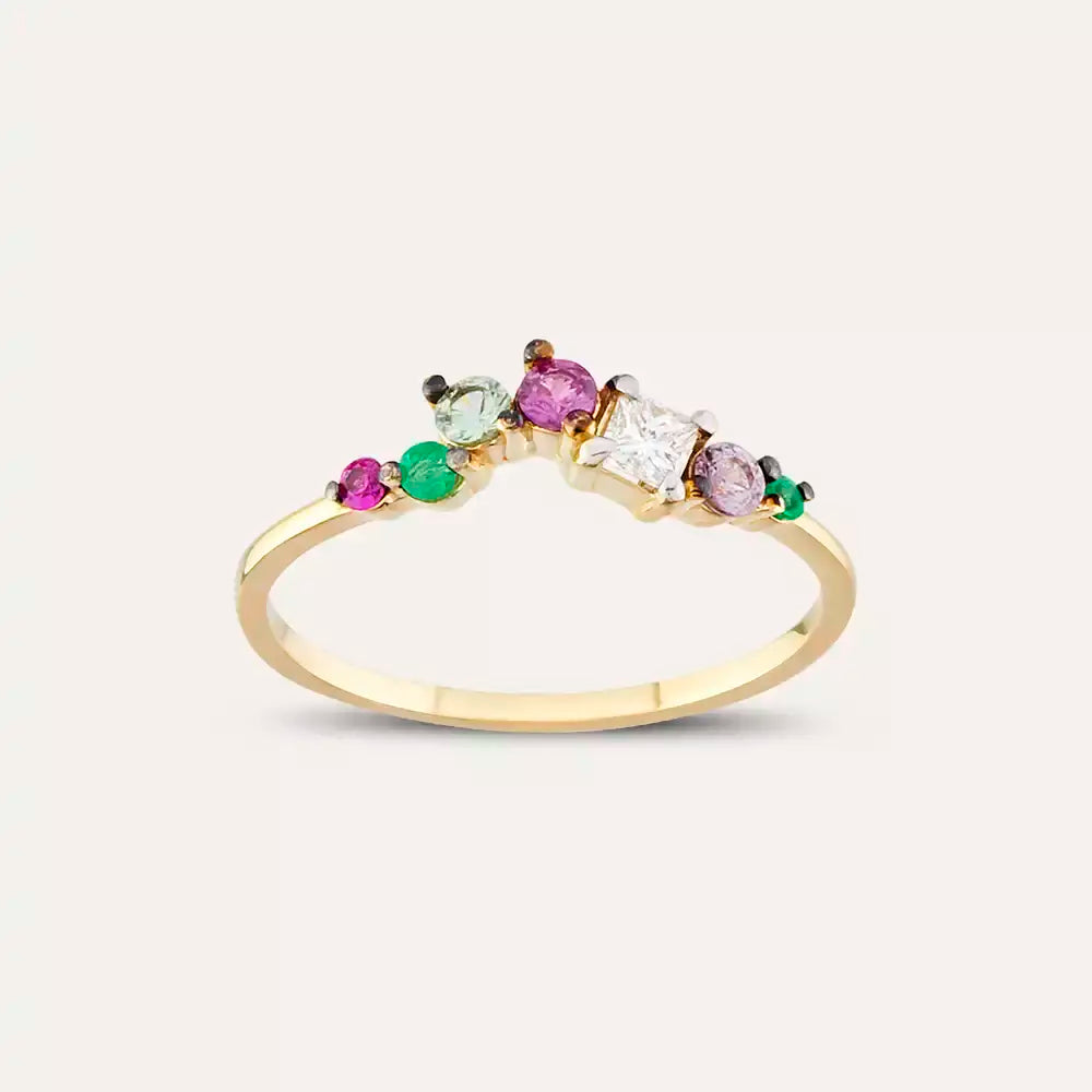 Violet 0.46 CT Multi-Color Sapphire and Diamond Ring