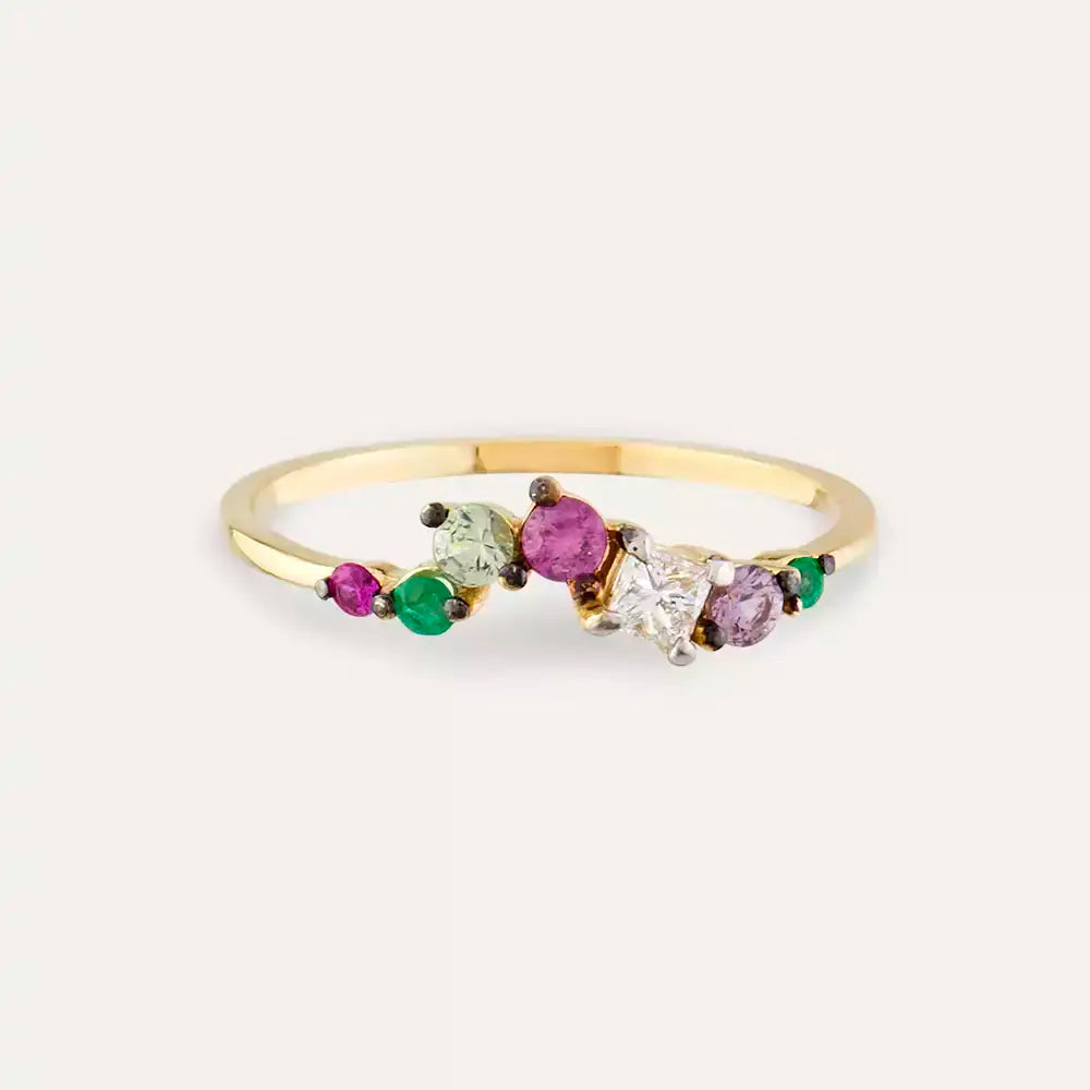 Violet 0.46 CT Multi-Color Sapphire and Diamond Ring