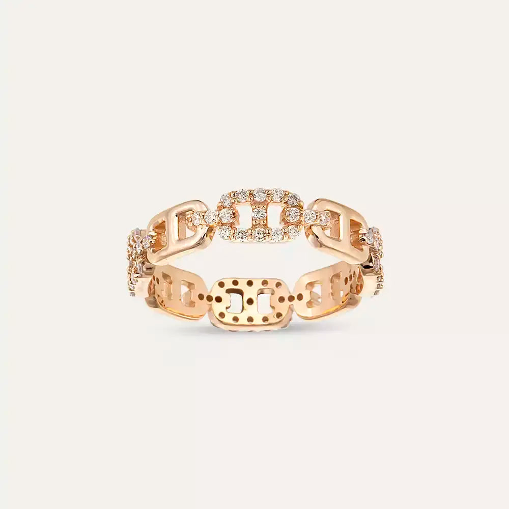 0.46 CT Diamond Rose Gold Chain Ring