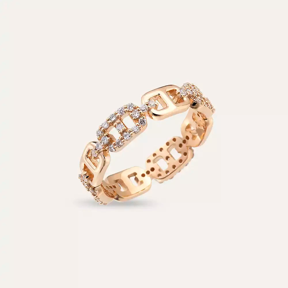 0.46 CT Diamond Rose Gold Chain Ring