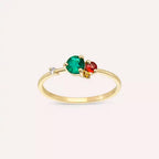Douce 0.47 CT Emerald and Multicolor Sapphire Yellow Gold Ring
