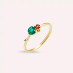 Douce 0.47 CT Emerald and Multicolor Sapphire Yellow Gold Ring