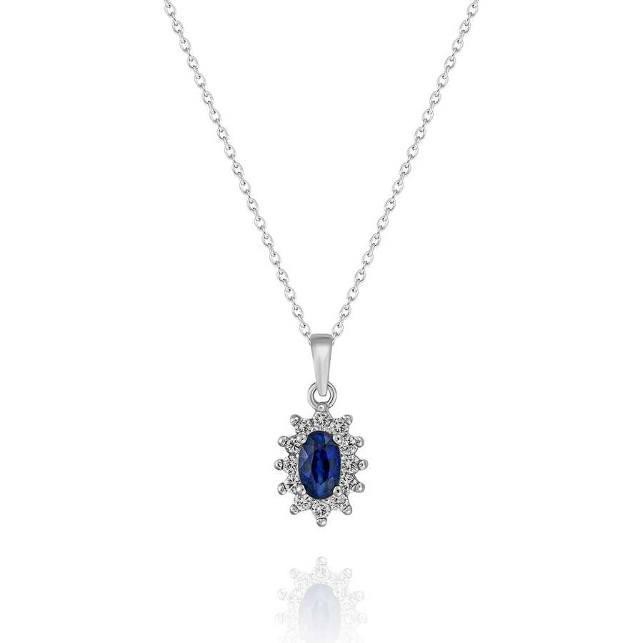 0,47 Karat Pırlantalı Safir Kolye