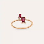 0.48 CT Baget Kesim Yakut Taşlı Rose Altın Yüzük