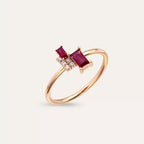 0.48 CT Baget Kesim Yakut Taşlı Rose Altın Yüzük