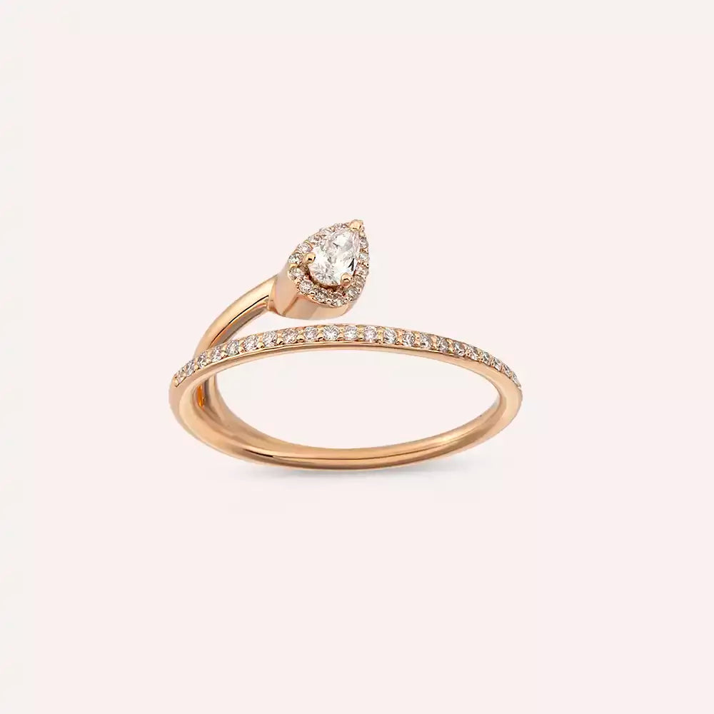Swirl 0.48 CT Pear-Cut Diamond Rose Gold Ring