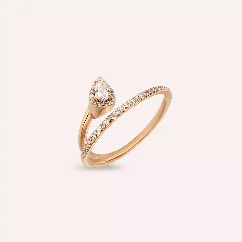 Swirl 0.48 CT Pear-Cut Diamond Rose Gold Ring