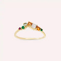 Violet 0.48 CT Emerald, Ruby, and Multicolor Sapphire Yellow Gold Ring