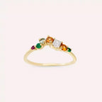 Violet 0.48 CT Emerald, Ruby, and Multicolor Sapphire Yellow Gold Ring