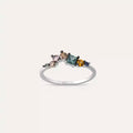 Violet 0.50 CT Brown Diamond and Multicolor Sapphire White Gold Ring