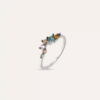 Violet 0.50 CT Brown Diamond and Multicolor Sapphire White Gold Ring