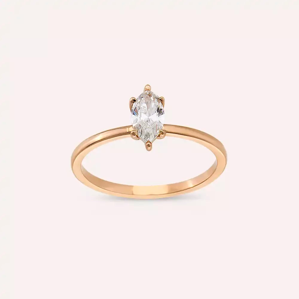 0.50 CT Marquise Cut Diamond Rose Gold Ring
