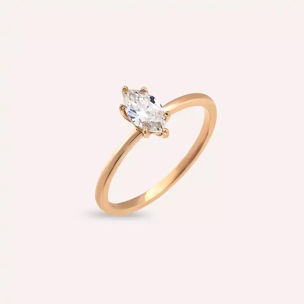 0.50 CT Marquise Cut Diamond Rose Gold Ring