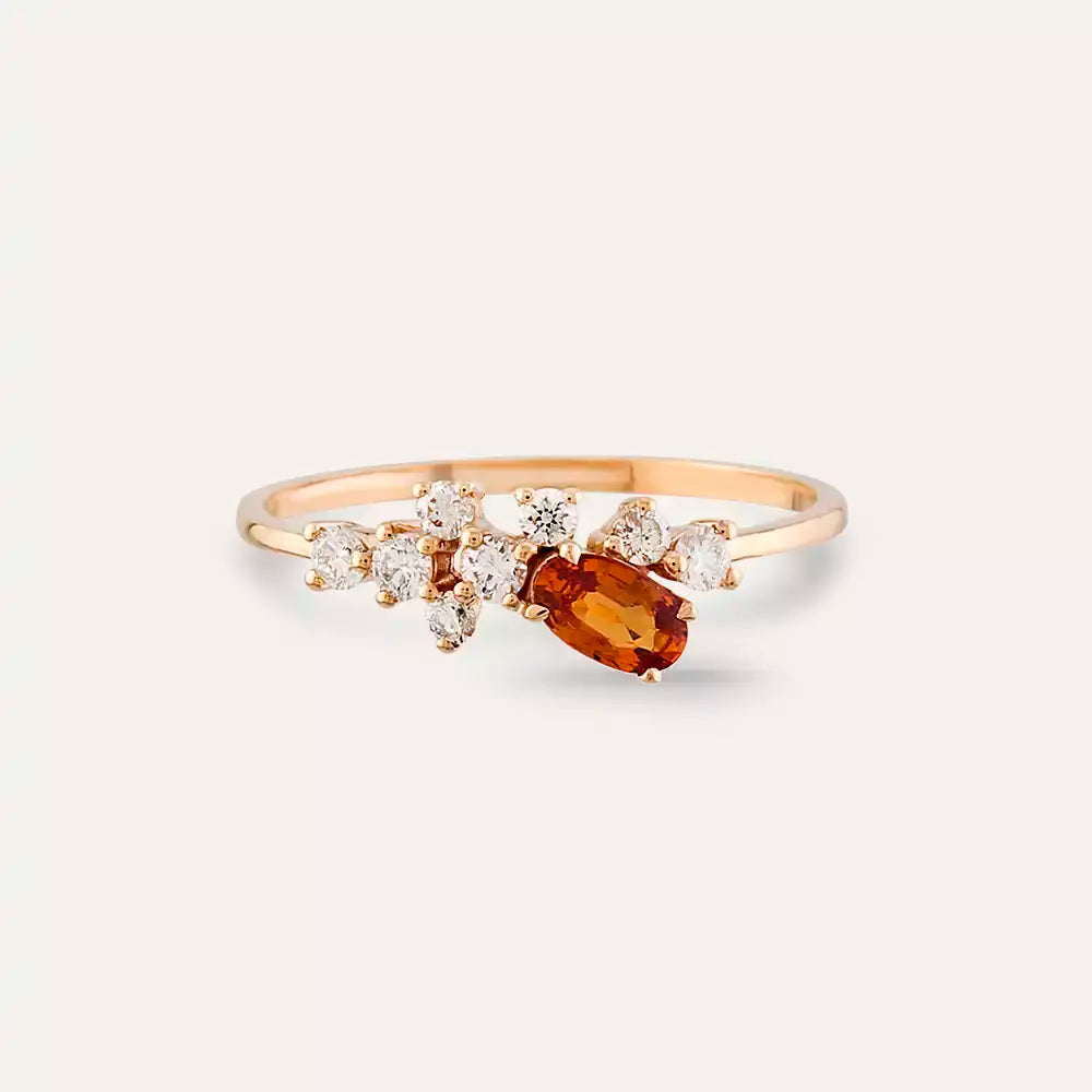 0.50 CT Orange Sapphire and Diamond Rose Gold Ring