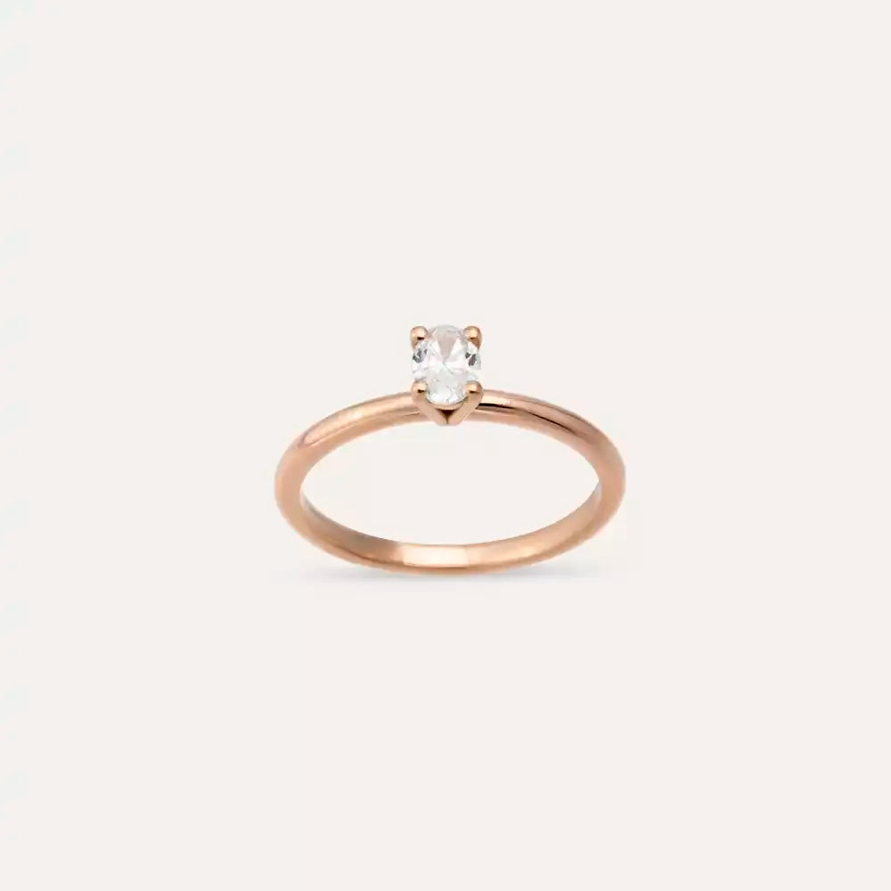 0.50 CT Oval Kesim Pırlanta Taşlı Tektaş Yüzük