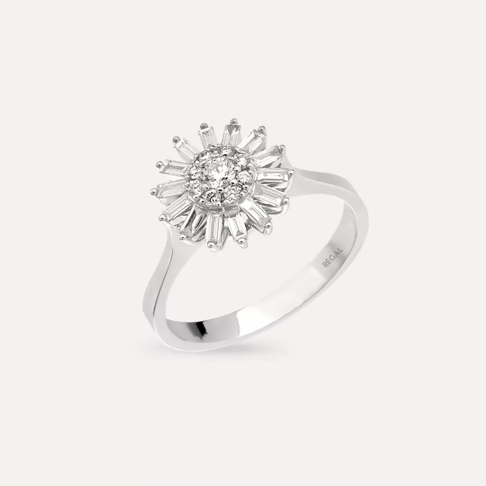 Shiny 0.51 CT Pırlanta Taşlı Beyaz Altın Yüzük