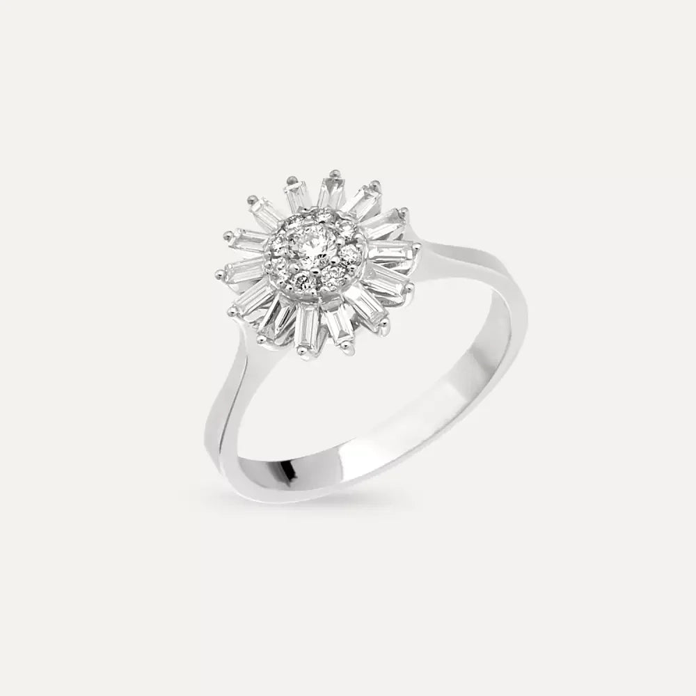 Shiny 0.51 CT Pırlanta Taşlı Beyaz Altın Yüzük