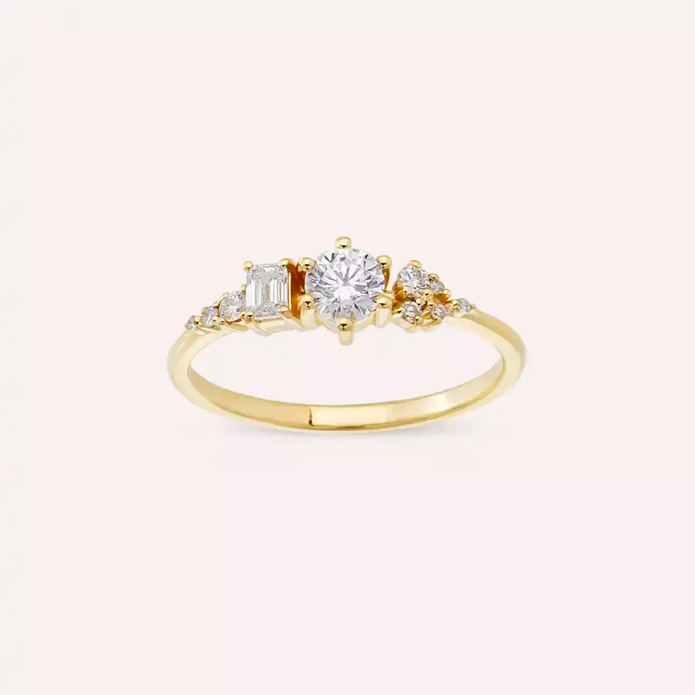 Lumen 0.51 CT Emerald Cut Diamond Yellow Gold Ring