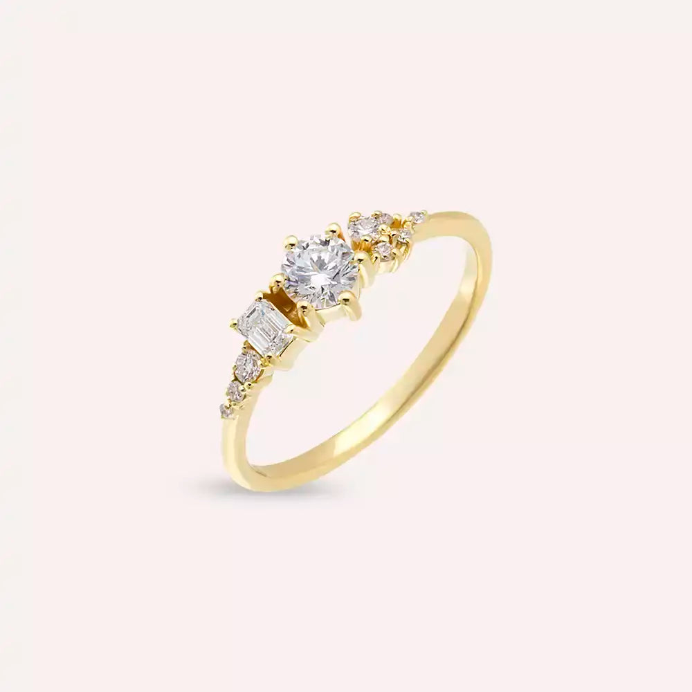 Lumen 0.51 CT Emerald Cut Diamond Yellow Gold Ring