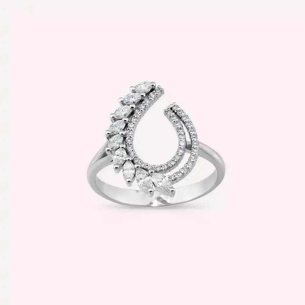 0.52 CT Marquise Cut Diamond White Gold Ring