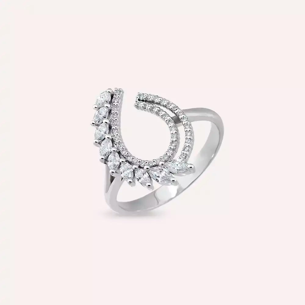0.52 CT Marquise Cut Diamond White Gold Ring