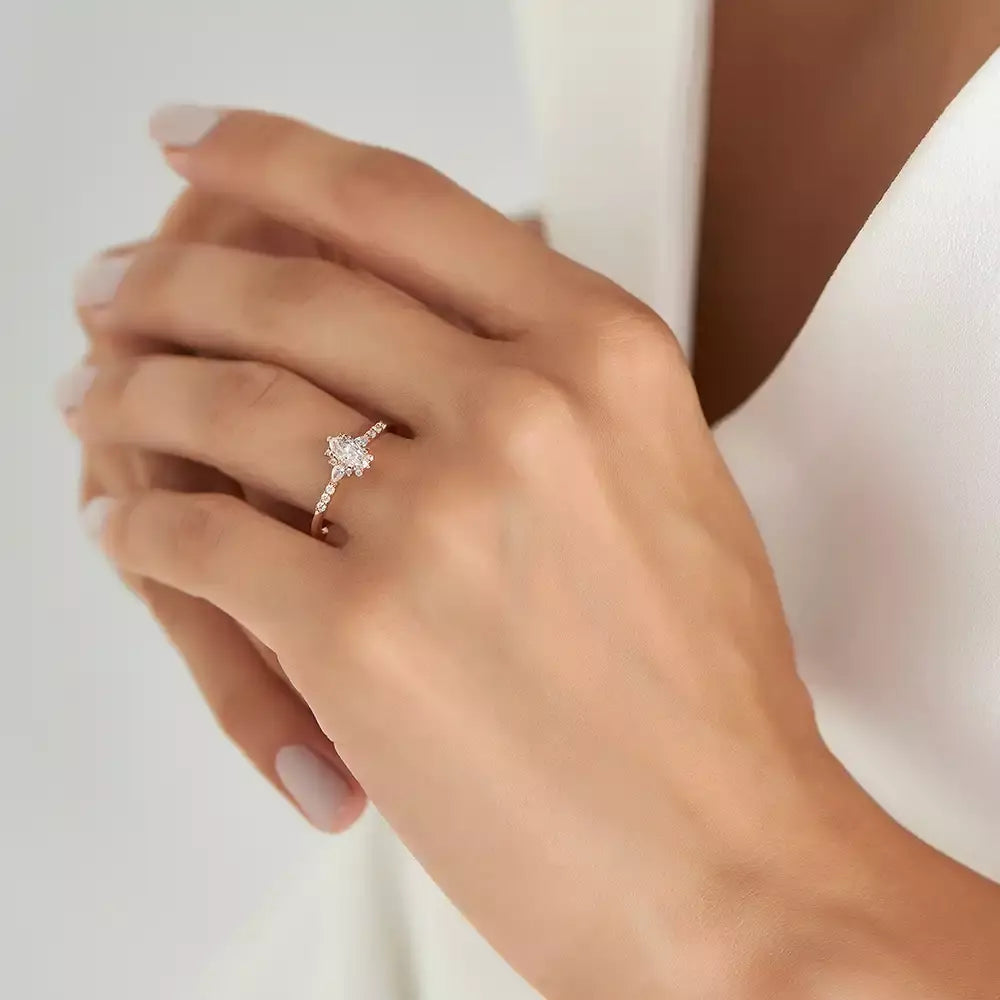Unica 0.54 CT Marquise and Pear Cut Diamond Rose Gold Ring