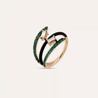 0.54 CT Diamond and Emerald Rose Gold Ring