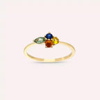 Zaria 0.55 CT Multicolor Safir Taşlı Sarı Altın Yüzük