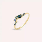 Violet 0.55 CT Multicolor Sapphire Yellow Gold Ring