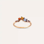 Violet 0.55 CT Multicolor Sapphire and Brown Diamond Rose Gold Ring