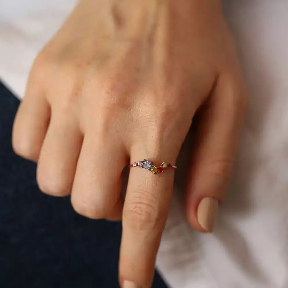 Violet 0.55 CT Multicolor Sapphire and Brown Diamond Rose Gold Ring