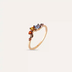 Violet 0.55 CT Multicolor Sapphire and Brown Diamond Rose Gold Ring