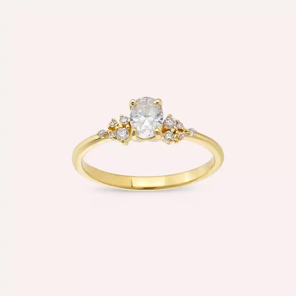 Gala 0.55 CT Oval Cut Diamond Yellow Gold Ring