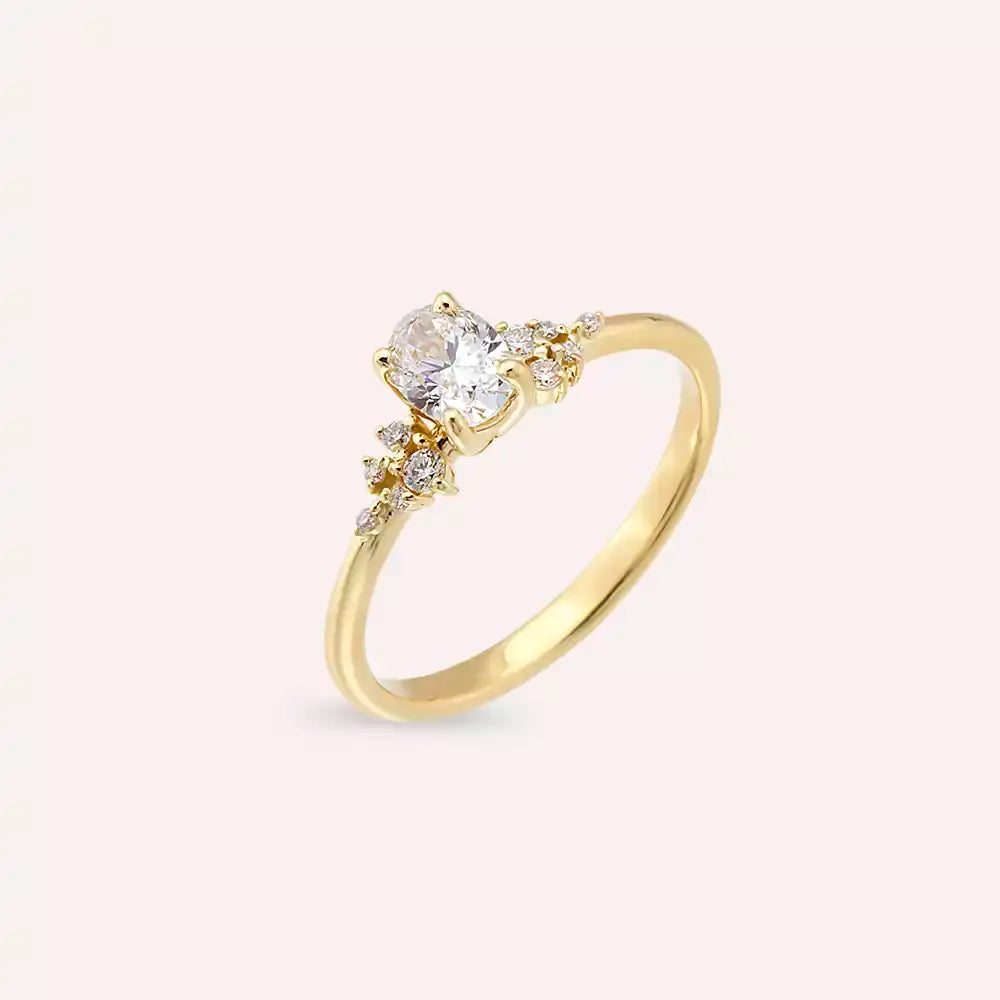 Gala 0.55 CT Oval Cut Diamond Yellow Gold Ring