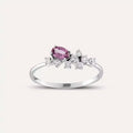 0.55 CT Purple Sapphire and Diamond White Gold Ring