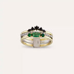 0.55 CT Emerald and Black Diamond Multi-Stone Ring