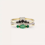 0.55 CT Emerald and Black Diamond Multi-Stone Ring
