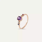 0.56 CT Ametist, Aquamarin, Safir ve Yakut Taşlı Yüzük
