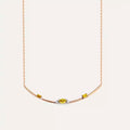 0.56 CT Yellow Sapphire and Diamond Rose Gold Necklace
